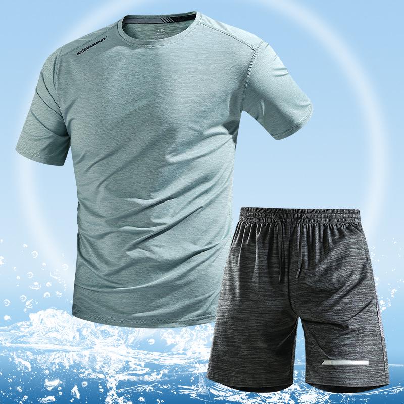 Men's Summer Quick-Dry Sports Set - Breathable Short Sleeve and Loose Shorts