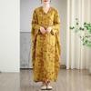 Colorful V-neck Retro Long Skirt Cotton Linen Dress