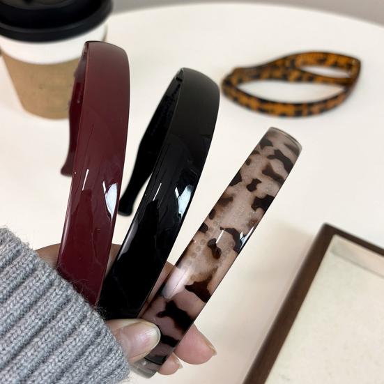 Folding Headband Acrylic No Pressure Anti-Slip Tortoiseshell Pattern Retro Style Adjustable Hair Hoop Hair