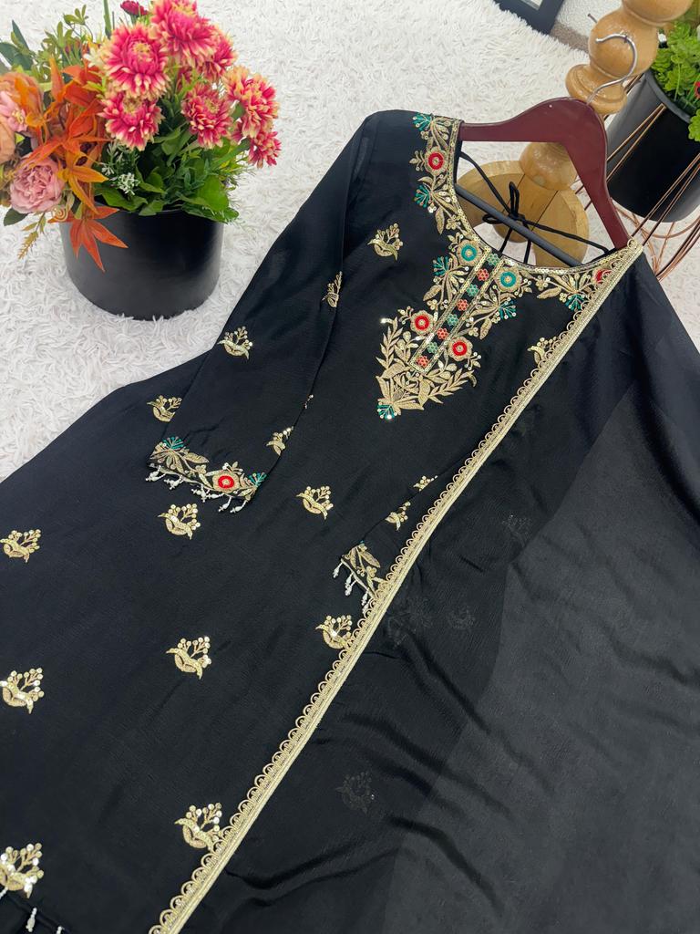 Black Salwar Kameez Sharara Set Indian Women Party Wear Pakistani Salwar Suit Dress
