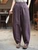Spring New Cotton Linen Women's Elastic Waist Lantern Pants
