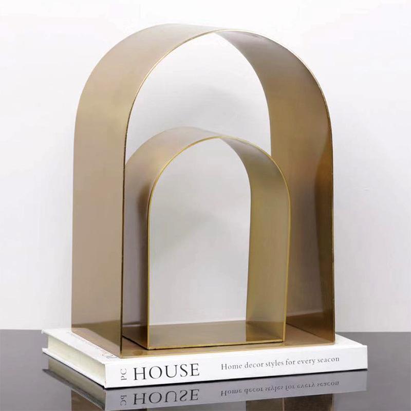 Golden Arches Geometric Hollow Semicircle Metal Handicraft Handicraft Sculpture Metal Figurine Room Decoration Accessories