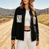 Women's Casual Single-Breasted Lapel Sequin Drop Shoulder Jacket with Hem