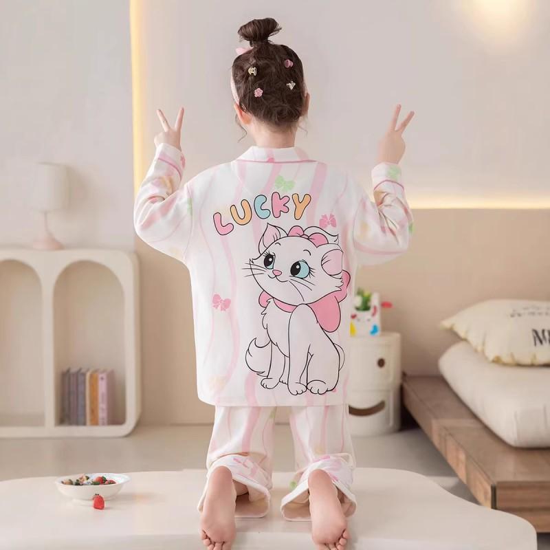 100% Cotton Girls Long Sleeve Pajama Set Princess Style Sleepwear Kids Ages 8 Comfortable Home Outfit