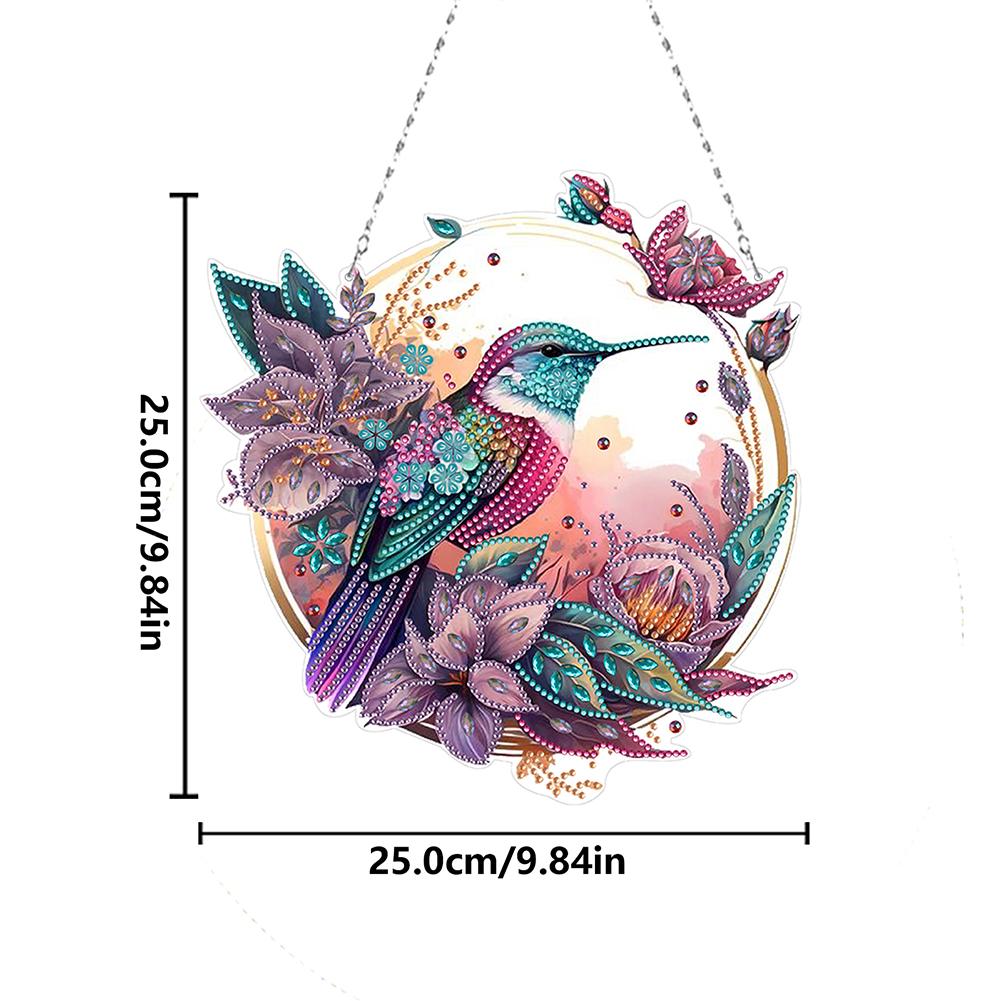 2D Flat DIY Diamond Painting Set Hanging Diamond Art Kits Rhinestone Diamond Art Window Pendants Wall Decor for Home & Windows