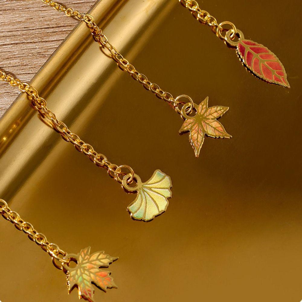 Řetízkový přívěsek Listy Bronzová záložka Vícebarevné značky stránek Studentský dárek