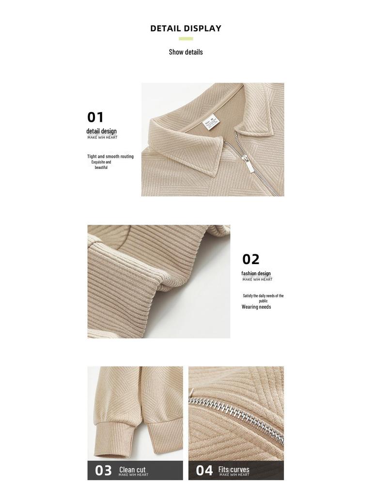 European-American Men's Half-Zip Jacquard Sweatshirt - 2025 Spring/Autumn Collection