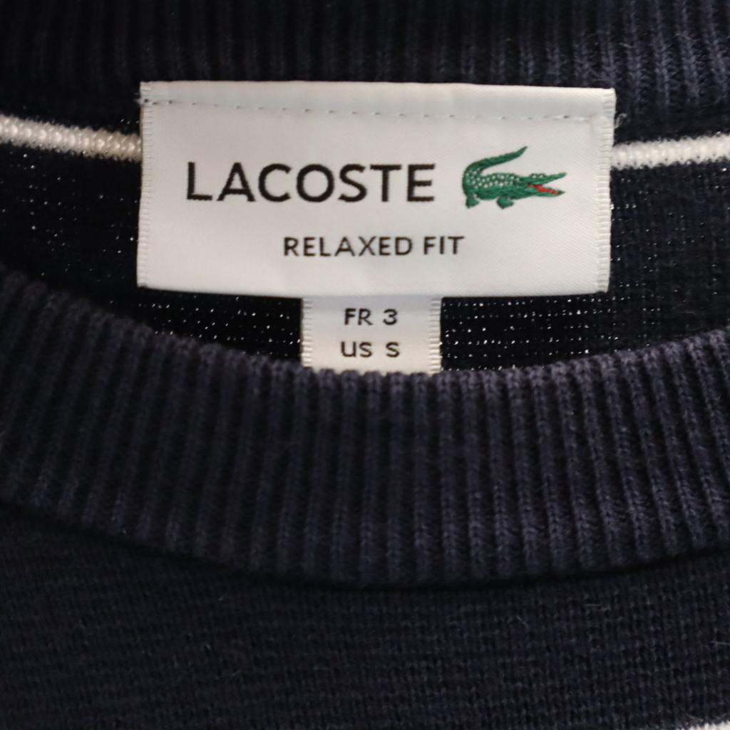 Lacoste Border Pattern Long Sleeve Sweater S Navy Knit Men's Used
