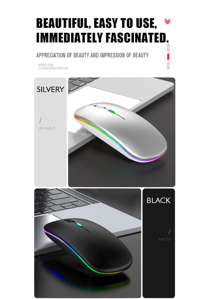 Rechargeable Dual-Mode Wireless Bluetooth Mouse with Custom Logo - Silent & Luminous for Business and Gaming