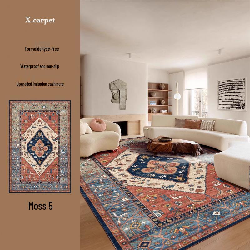 Persian Style Imitation Cashmere Non-Slip Rug - Machine Washable Living Room, Bedroom, or Coffee Table Floor Mat