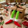 Einzigartige hängende Weihnachtsdekorationen 2 Stück Grüne Elfen-Autobein-Dekoration, Plüsch mit langen Haaren Büro-Feiertagsparty-Dekoration für Zuhause Kamin