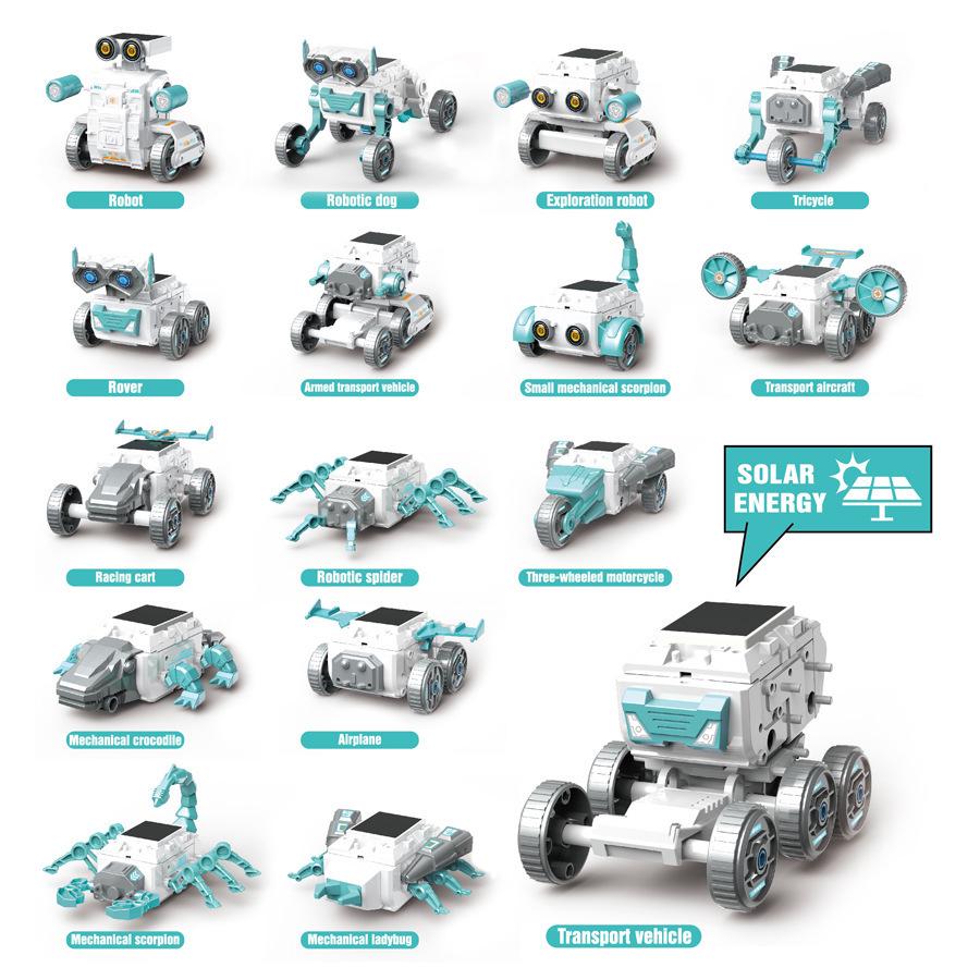 DIY Solar-Powered 12-in-1 Educational Robot Kit for Kids