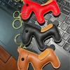 Leather Cartoon Horse Pendant Keychain