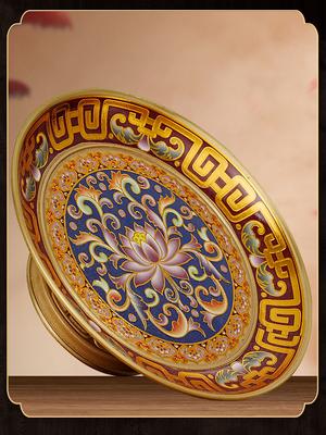 Metal Fruit Tray Buddha Front Fruit Plate Buddha Hall Tribute Plate Lotus High Foot Tray Buddhist Utensils and Supplies