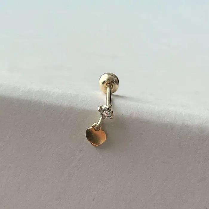 10k 14k my heart charm piercing