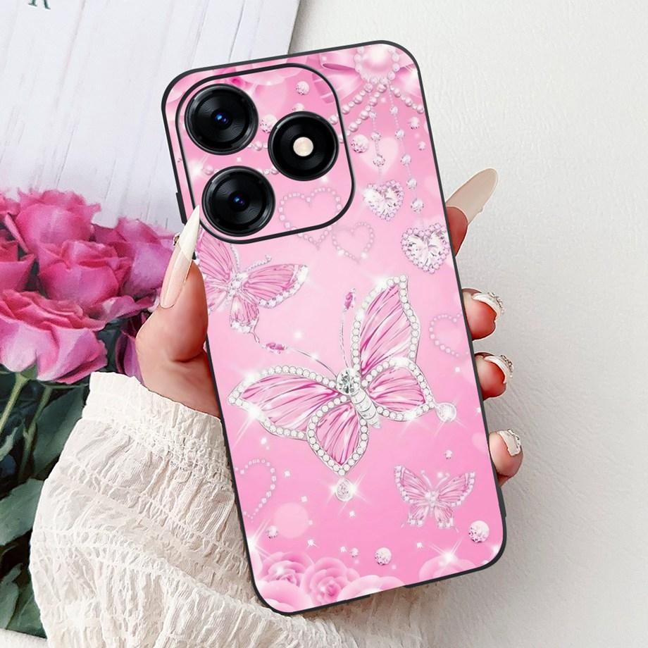 Luxury Matte Silicone Soft Case For Tecno Spark 10c 10 Pro Spark10 4G 5G KI5k KI5q KI7 KI8 Capa Flower Loving Heart Bowknot Etui