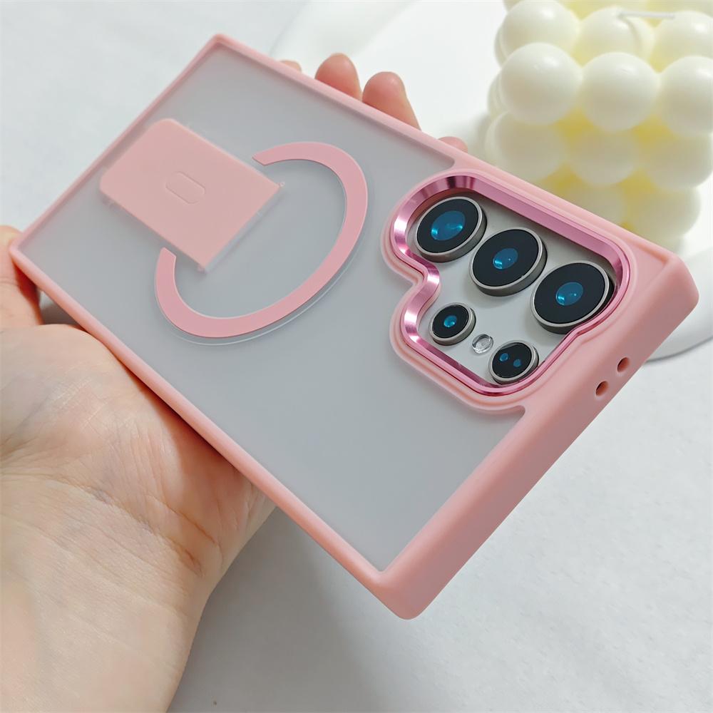 Luksusowe Składane Magnetyczne Etui na Telefon Magsafe Dla Samsunga S25 Plus S23 S24 Ultra Platerowana Ramka Obiektywu Matowe Matowe Tylne Etui