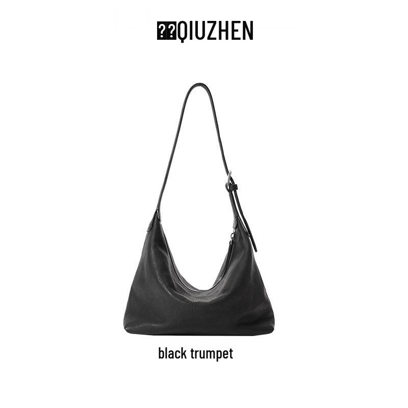 

Qiu Zhen Retro Vegetable Tanned Leather Hobo Handbag - Versatile Single Shoulder Dumpling Bag for Women
