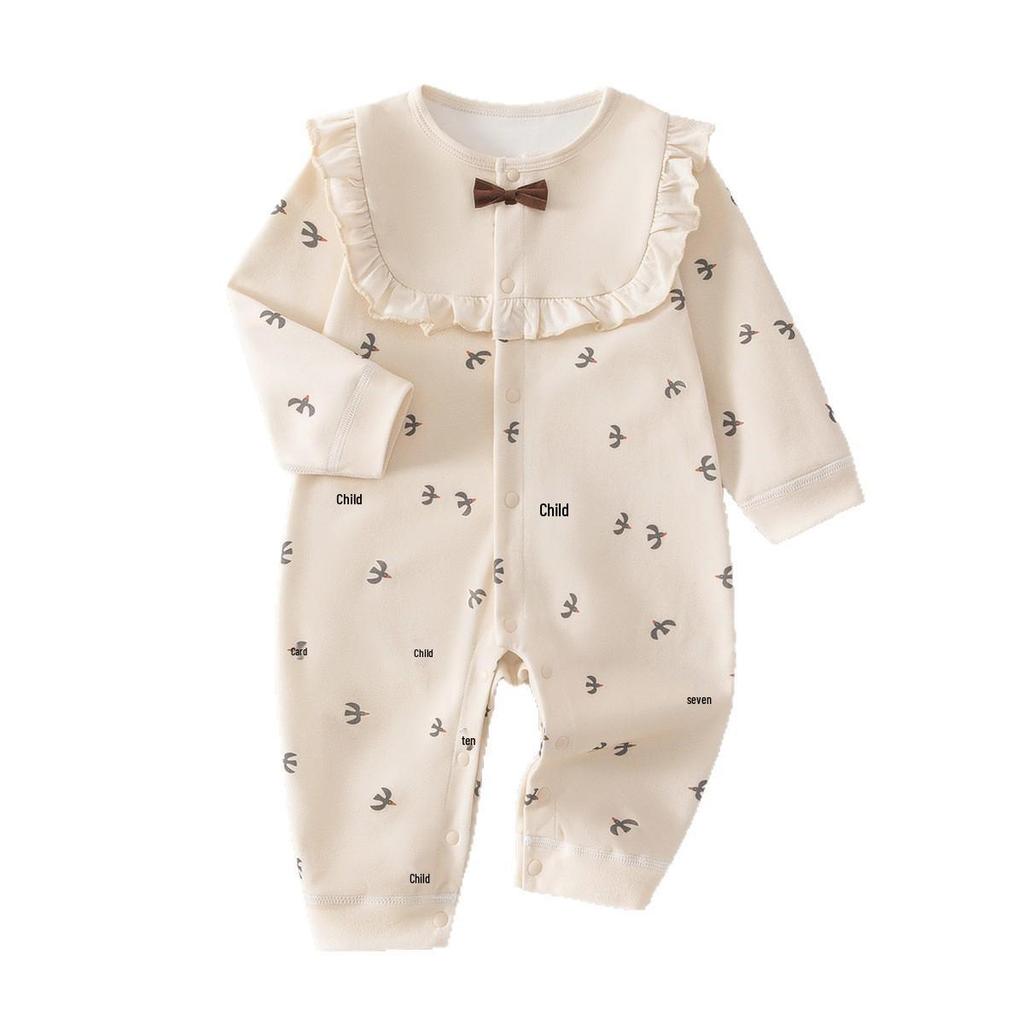 Pure Cotton Lace Collar Baby Girl Jumpsuit - Sweet Spring/Autumn Romper Outfit