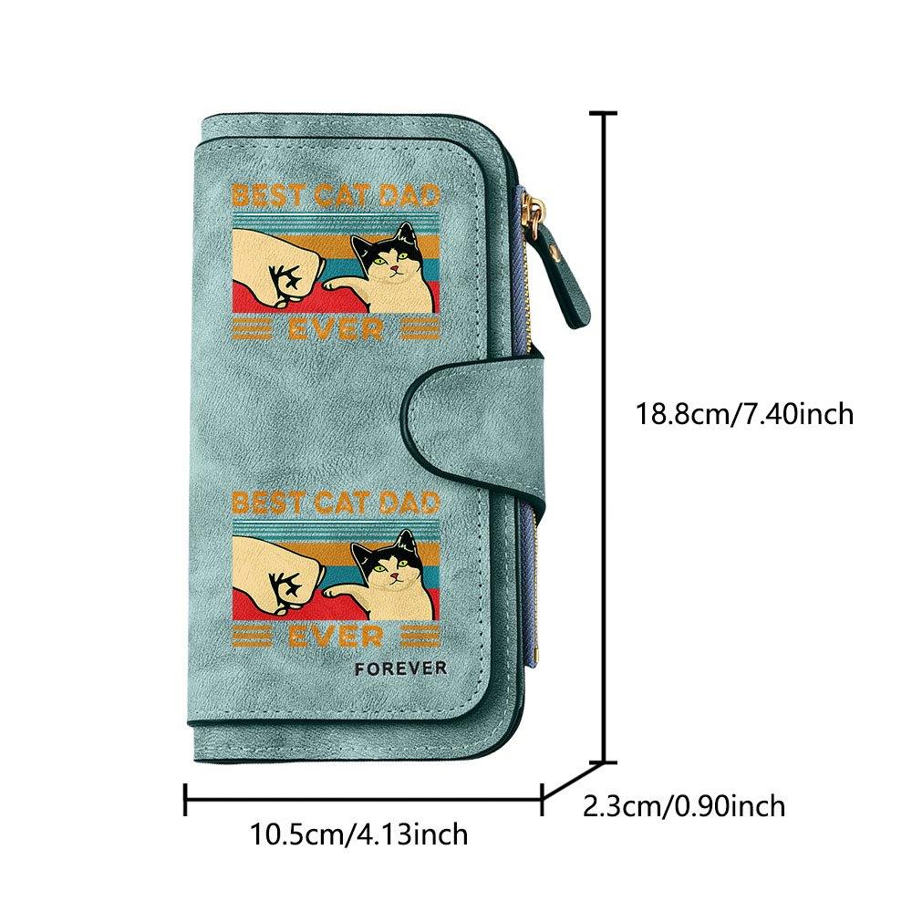 BEST CAT DAD EVER Long Zipper Wallet Large Capacity Card Holder Unisex Clutch Bag Fashionable Zipper Coin Purse Suitable For Daily Use Perfect Gift