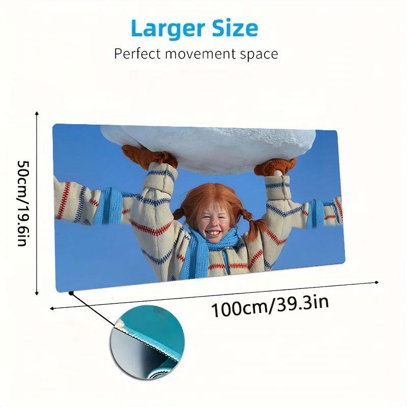 Pippi Longstocking Large Size Mouse Pad Large Gaming Table Cushion Non-slip Laptop Tablet Big Mousepad XXL Mat Mini PC Playmat With Lock edge