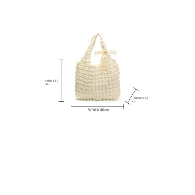 {MX} Cute Soft Polyster Pleated Cloud Bag Large Capacity Shoulder Bag Shopping Handbags Fashion Girls Tote Pouch