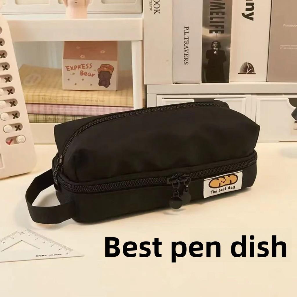 Canvas Student Pencil Case With Black Pendant For School And Office Use