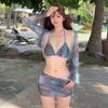 Mosricci European Slimming Bikini Set: Short Skirt, Split Swimsuit & Cover-Up - Four-Piece Vacation Ensemble