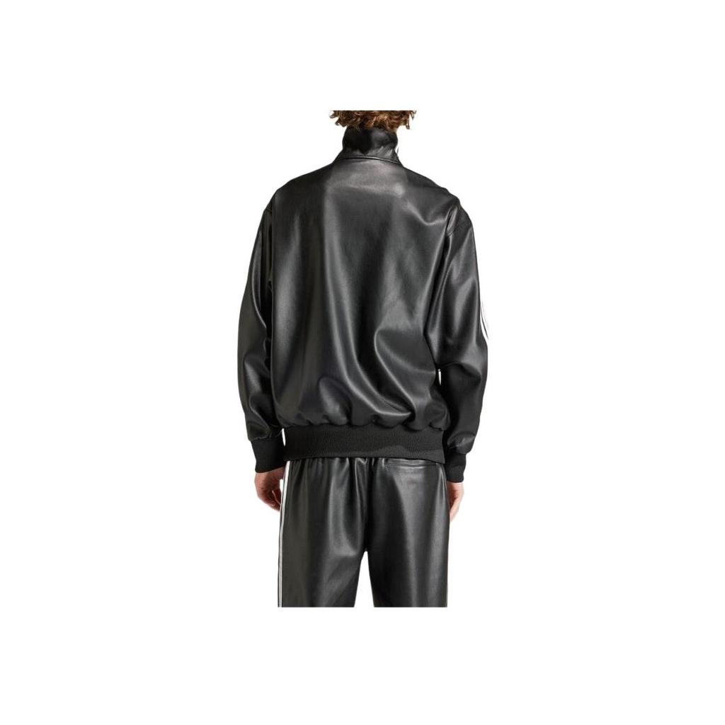 Adidas Originals Adicolor Series Striped Logo Print Zip-Up Collar Fitted Long Sleeve Jacket Men Jacket Black IZ4033