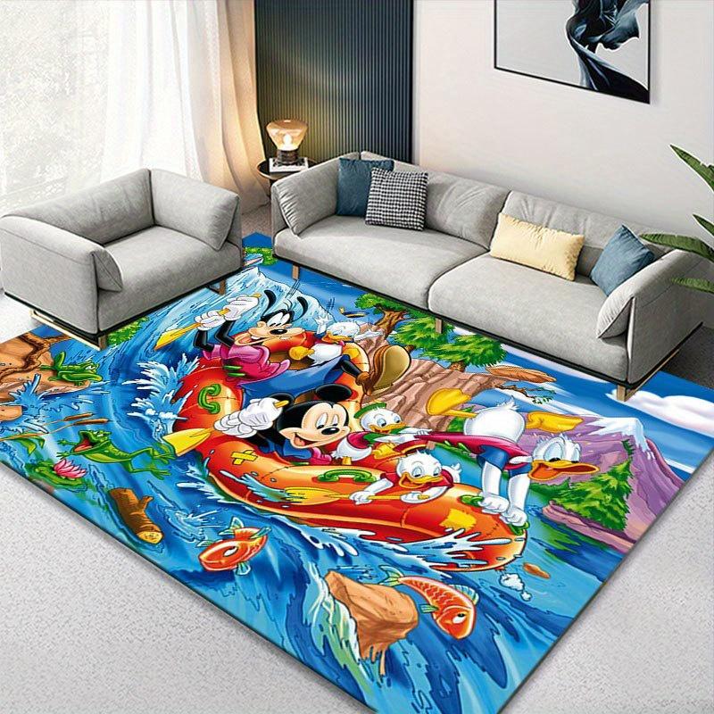 1ks Koberec s motivem Disney Mickey Mouse a Minnie, Kusový koberec, Protiskluzový koberec, Ručně pratelná podložka pod nohy, Vhodné pro obývací pokoj, ložnici, bytový dekor