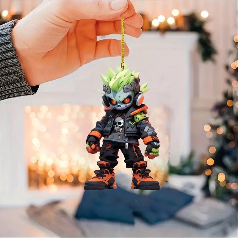 Stylish Acrylic 2d Anime Car Keychain Vibrant Decorative Hanging Ornament For Vehicles