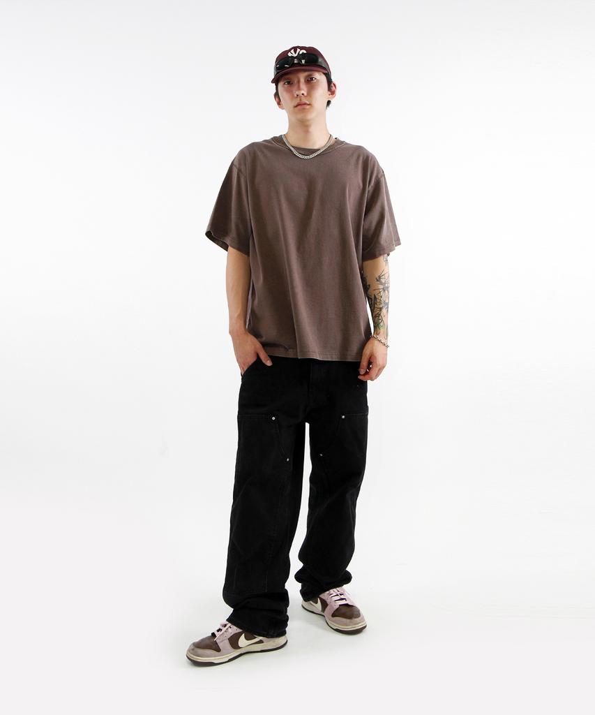 Keuligeon Pigment 3 Stitch Semi-Oversized Short Sleeve Tee Faded Brown