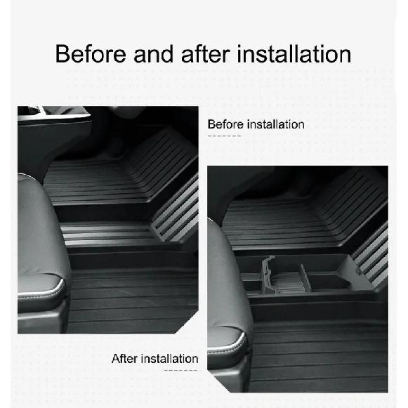 For TESLA Cybertruck Center Console Lower Non-slip Pad Armrest Partition Grid Organizer ABS Storage Box Under Central Control