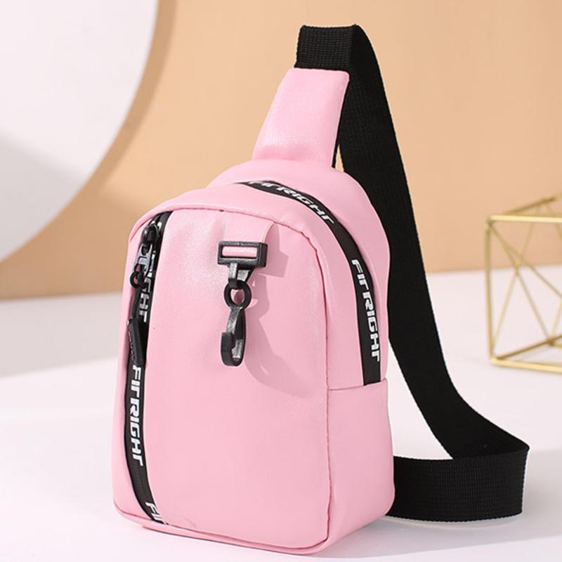 Damen-Brusttasche, schlichte modische Umhängetasche in Kontrastfarbe, breiter Schultergurt, lässige Biker-Tasche