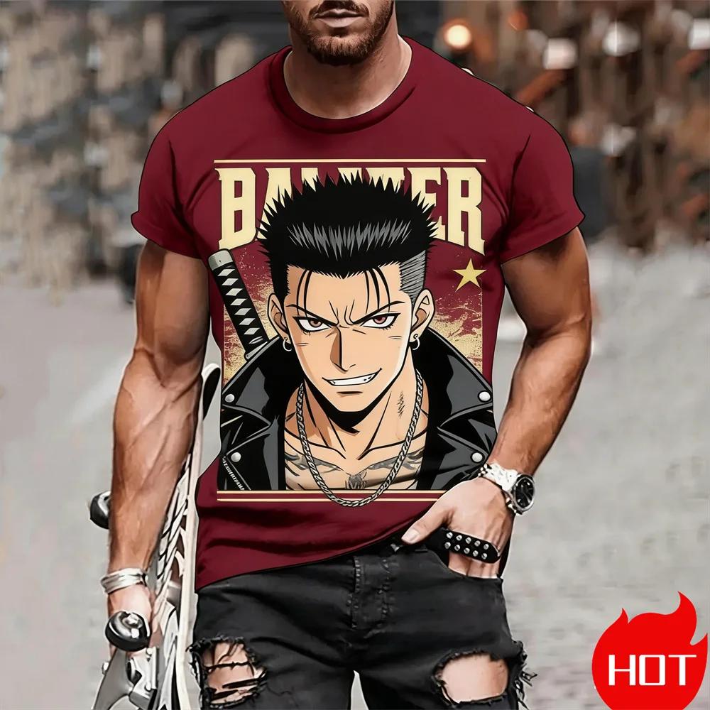 Anime Printed Men's T-shirt 3D Cool Samurai Pattern Short Sleeve Tops Daily Leisure Fashion Breathable Round Neck Pullover Tops