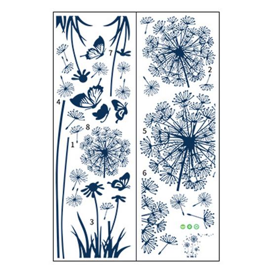 2 Sheets Dandelion Wildflower Wall Decals Peel And Stick Floral Butterflies Wall Stickers