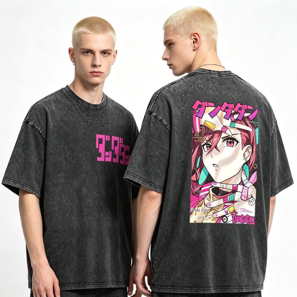Summer Hot Sale Japanese Anime Dandadan Washed Vintage Graphic Tshirt Y2k Men Women Punk Top Gothic Cotton Oversized Tshirt