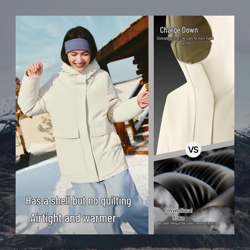 Beneunder Women's Windproof Hardshell Mid-Length Down Jacket