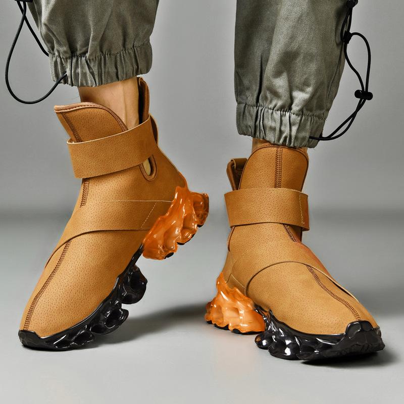 Stivale Moda Martin Pelle Microfibra Alta Calzata Stivale in Pelle da Uomo Stivali Corti Taglia Grande Primavera e Autunno Lama