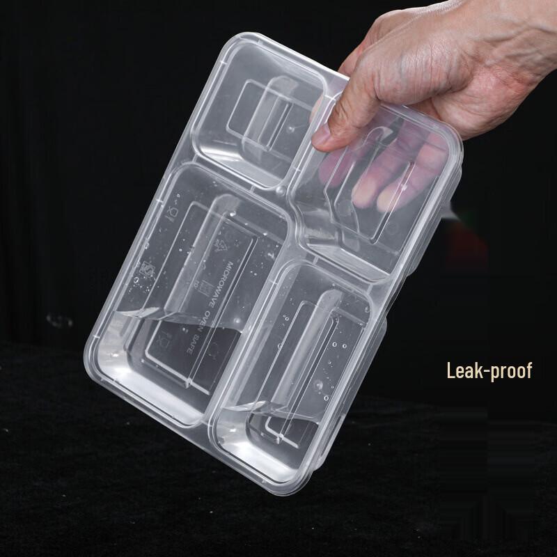 Cmaos Disposable Transparent Three-Compartment Meal Prep Containers with Lids
