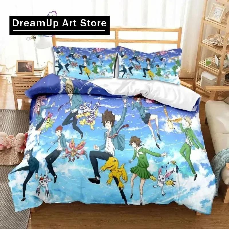 Set Biancheria da Letto Anime Digimon Adventure Singolo Gemello Matrimoniale Queen King Size Set Letto Adulto Bambino Camera da Letto Mostro Avventura Cartone Animato Biancheria da Letto
