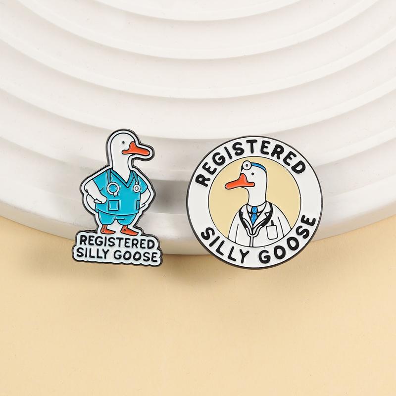 Registered Silly Goose Enamel Pins Humor Animal Doctor Nurse Veterinarian Medical Brooches Lapel Badge Jewelry Gifts for Friends