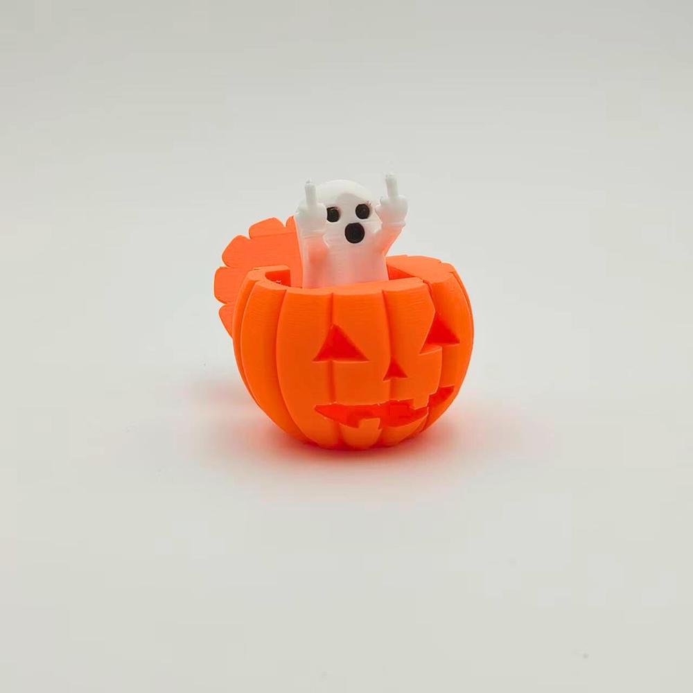 Creative Pumpkin Ghost Night Desktop Ornament Funny 3D Printing Pumpkin Ghost Decorative For Festival Halloween Party