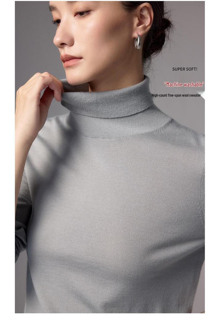 Elegant High Neck Women's Merino Wool Sweater - Ultra-Fine Knit, Autumn 2026