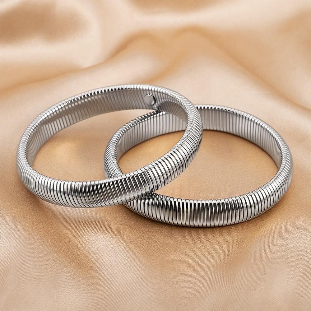 Elastic Stainless Steel Bangle Flex Snake Chain Cuff Bracelet Gold Plated Thick Wide Bracelet Wristband Trend Jewelry Women Gift