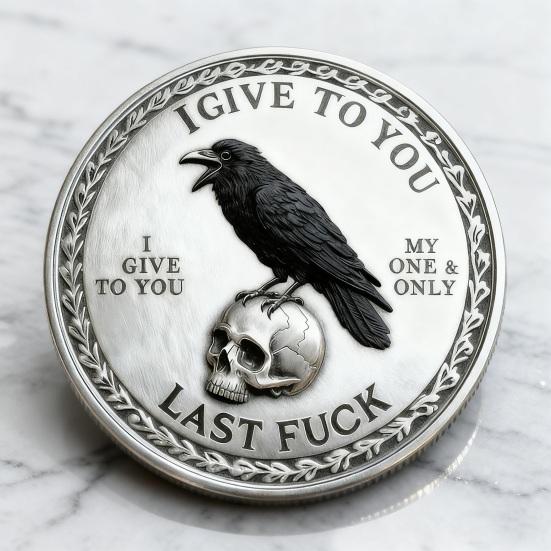 Yousheng 1/2/3/5 Stück Rabenschädel Souvenir Münze Robuste Haltung Krähe Challenge Coin Token der Freiheit und des Humors Metallabzeichen Heimdekoration
