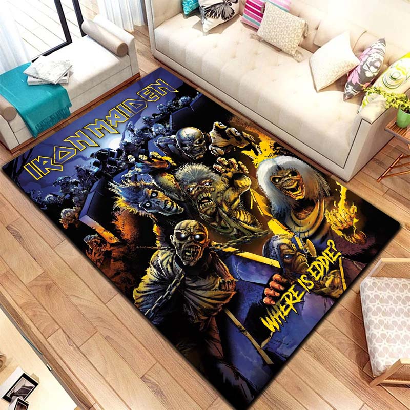 Band I-Iron M-Maidens Carpet Yoga Mat Living Room Bedroom Decoration Home Office Hotel Entrance Non slip Area Flannel CarpetGift