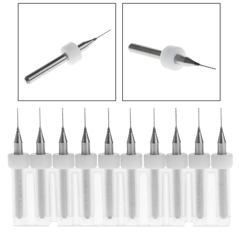 New 10Pc 0.4mm Tip 1/8" Shank Flute Micro PCB Drill Bits