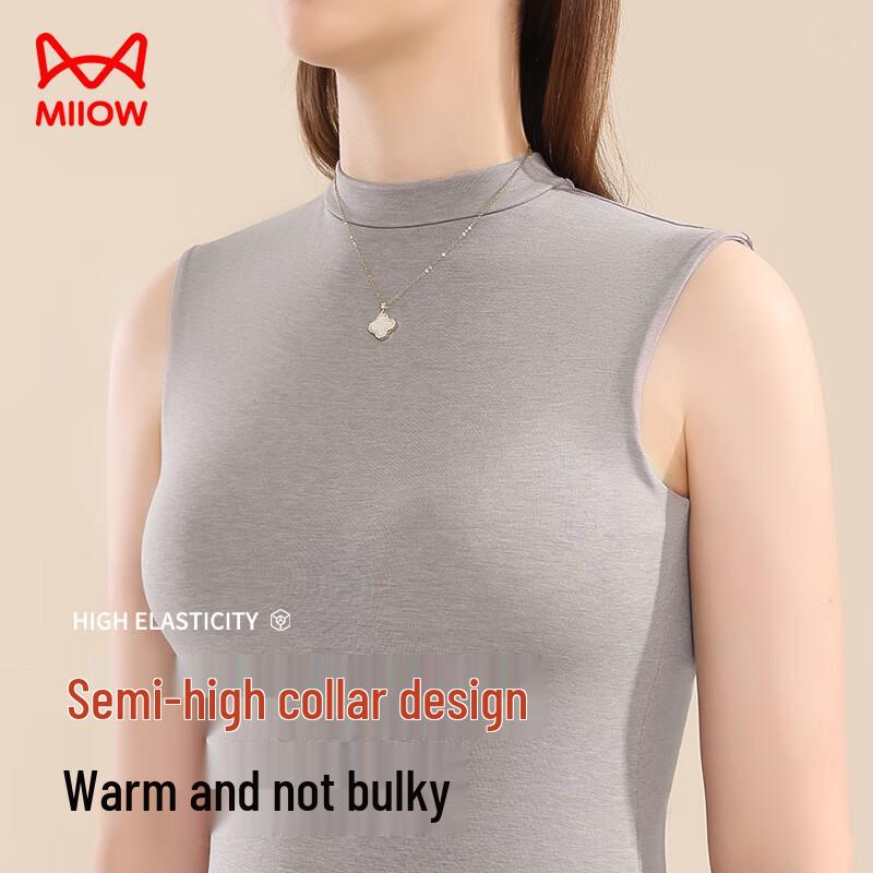 MIIOW Women's Thermal Lamb Wool Half-High Collar Vest
