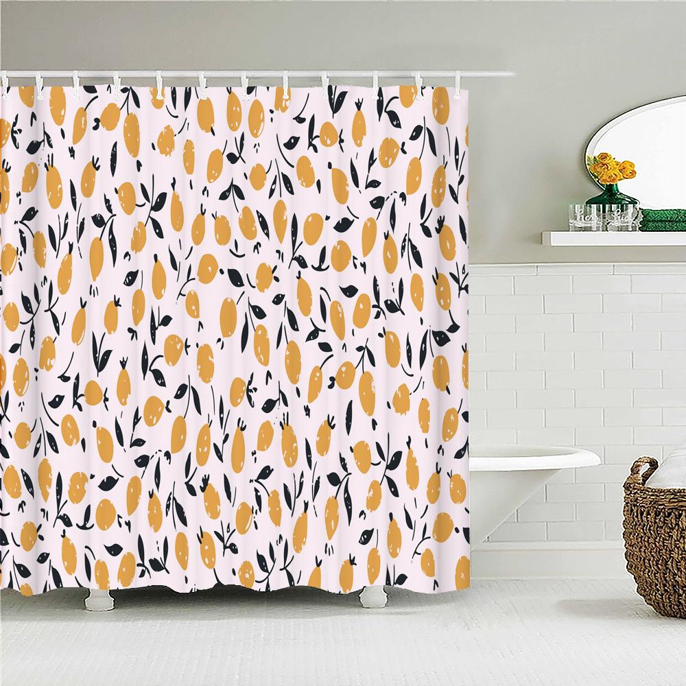 High Quality Leaves Fabric Shower Curtain Waterproof Plant Flower leaf Bath Curtains for Bathroom Decorate with Hooks